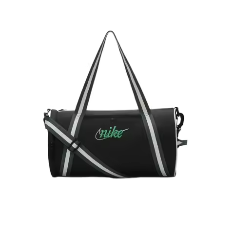 Nike Unisex Large Tote Shoulder Crossbody Gym Bag – Black with Retro Green, Sports & Casual, Logo De