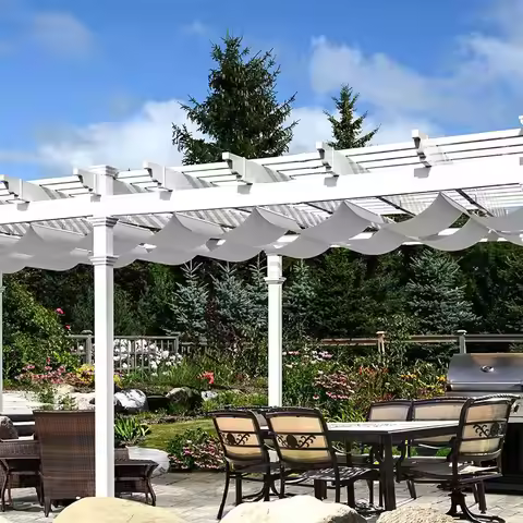 New 2.5x3m~3x6m 300D Waterproof Polyester Telescopic Wave Sunshade Net Home Garden Gazebo Pergolas R