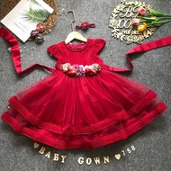BST 1yr - 6Yr  Baby Girl Dresses Gown Lace Layer Princess Dress Baju Budak Perempuan Gaun Budak free