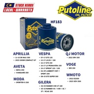 PUTOLINE Oil Filter HF183 / Motorcycle for APRILIA / GILERA / WMOTO / QJ MOTOR / VESPA / AVETA VANGU