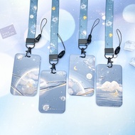 Ins planet series relief design lanyard card holder anime Student card protective cover rfid card holder staff name tag