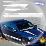 HILDAR 6pcs Car Hood Stripe Sticker, Black / White Sticker Material Stripe Car Stickers, Irregular Shape Size: 11.5*185cm, 12 * 80cm, 2.4*15cm Vinyl Stripe Rear View Mirror Sticker