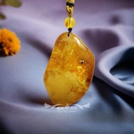 天然金絞蜜蠟掛件 隨形意象/帶金沙 收藏等級 留皮原礦質感