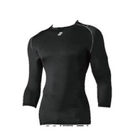 {Wild Ball Gym}-{SSK} Round Neck Three-Quarter Sleeve Tights (SCBT021L7, Black)