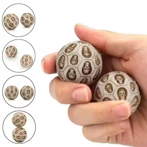 2pcs Skull Resin Handball Fitness Ball Massage Ball Resin Hand Turn Health Ball Exercise Stress Reli