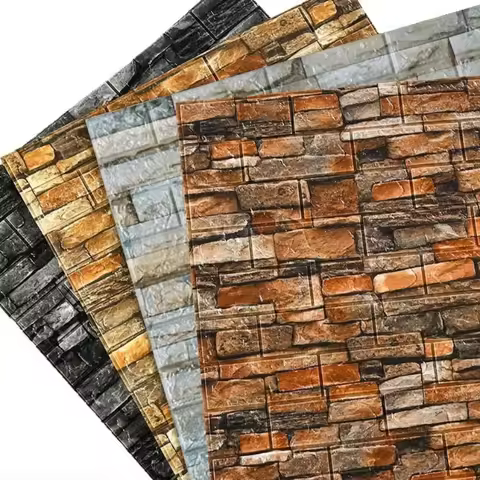 Brick Red Self-adhesive Foam Wall Sticker Vintage Brick Wall Decoration Wallpaper Waterproof Scrub R