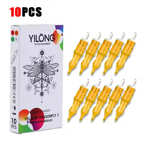 YILONG Disposable Disinfect Tattoo Cartridge Mix Round Liner Shader Curved Magnum Tattoo Needle 1rl 
