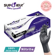 100 Superieur Nitrile Powder-Free Premium Medical Rubber Gloves (BLACK).