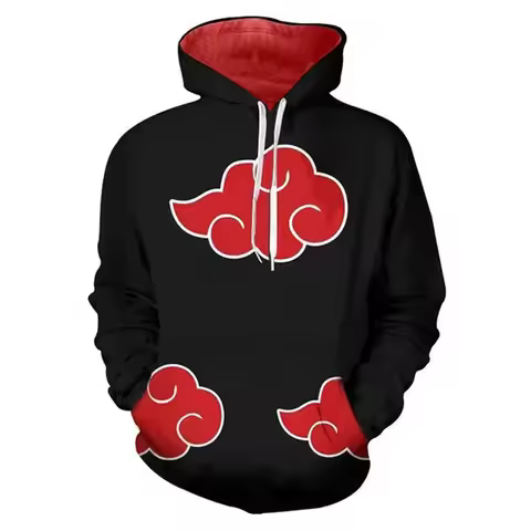 Unisex Hoodie Anime Hokage Ninja Itachi Akatsuki Cosplay Red Cloud Costumes Daily Casual Coat Jacket