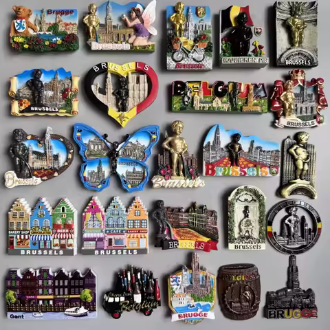 Belgian Magnet Fridge Stickers Brugge Brussels Belgium Gent Tourism Souvenir Decoration of Refrigera