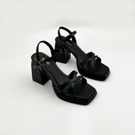 Giày Sandal Cao Gót Nữ Đế Vuông 9 Phân Guốc Nữ Đế Đúp Quai Chéo 9cm Thanh Lịch NUDDO N939