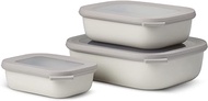 Mepal Cirqula Multi Rectangular 3-Piece (500 + 1000 + 2000 ml) Nordic White-Bowl Set-Food Storage Containers-Stackable-Dishwasher Safe, Polypropylene Thermoplastic elastomer, Flach