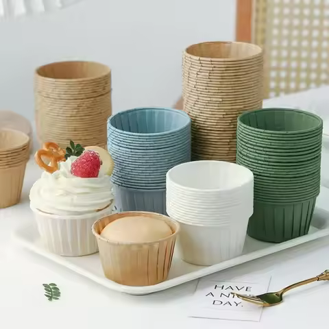 50pcs Golden Muffin Cupcake Paper Cup Oilproof Cupcake Liner Baking Cup Tray Case Caissettes Cupcake