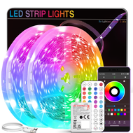 3.28ft-100ft RGB Led Strip Lights, Change Color In Sync With Music,With 44key Remote And App Control