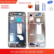 ของแท้ใหม่สำหรับ Vivo V23 5G V2303 V2130โครงหน้ากากกลางที่อยู่อาศัยแผงจอแอลซีดีรองรับกลางแผงหน้าปัดอ