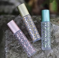 10ml * 3pcs Colourful Leopard Thick Frosted Glass Metal Roll on Bottle / Essential Oil Empty bottle
