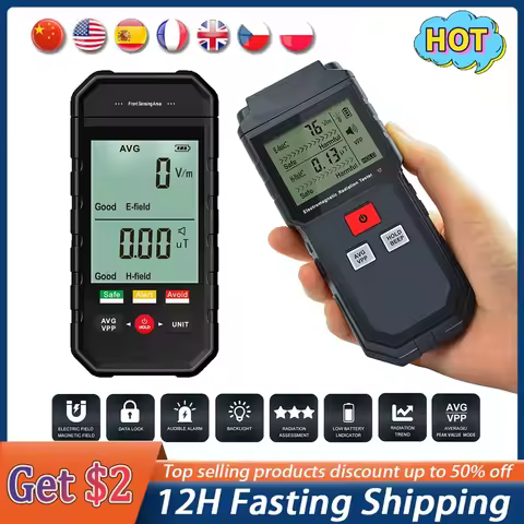 ET925 ET825 Portable Electromagnetic Radiation Detectors Tester Digital LCD EMF Meter Electric Field