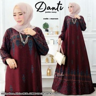 gamis jumbo bahan diana denim tebal xxxl danti maxy dress - marun