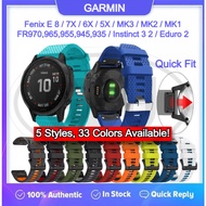 20mm/22mm/26mm Garmin Fenix 8 7 6 5 / 5X 6X 7X / Instinct E 3 2 / MK3i MK2 / FR935 945 955 965 Quick