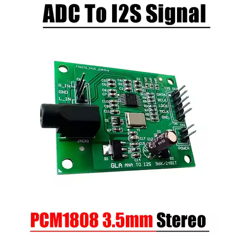 PCM1808 ADC To I2S Signal 3.5mm Stereo Analog Audio Signal Support 48K 96K 24bit for DSP recording d