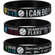 Gelang Silikon Sainstone Power of Faith Baseball Bible dengan Ayat-ayat Inspirasi Filipi 4:13, Yerem
