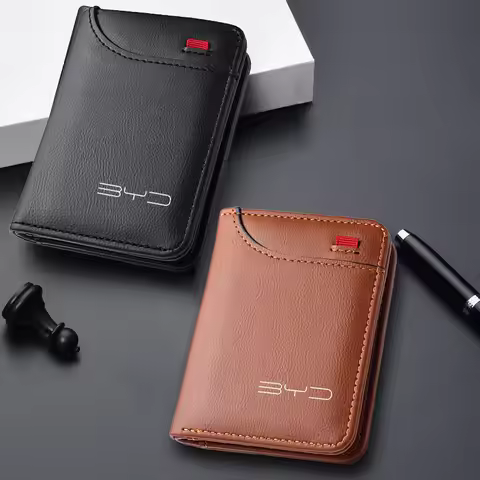 Car Badges Wallet Men Purse Bank Card Money Bag For BYD Atto 3 Yuan Plus Han Tang EV F3 E6 Dmi Song 