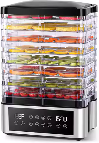 Food Dehydrator Machine, 8 StainlSteel Trays Food Dehydrator with 48H Digital Adjustable Timer & Tem