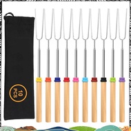 10 Pcs Smores Sticks for Fire Pit Roasting, Long 32Inch Marshmallow Skewers for Camping, Smores Kit
