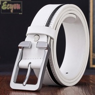 ECYOU Genuine Leather Belt, Trendy Brand Versatile Alloy Pin Buckle Waistband, Man Casual Luxury Des