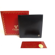 Authentic Cartier Pasha de Cartier Black Leather Gold H/W Bifold Wallet #a323  Pre-owned