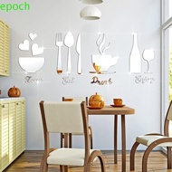 EPOCH Kitchen Acrylic Sticker, Acrylic DIY Mirror Wall Sticker, Creative Mirror Bowl Spoon 3D Tableware Decal Background Wall