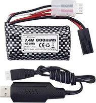 1PCS 7.4V 800mAh 5500-2P Plug Lithium Battery with USB Charging Cable for 9130 9135 9136 9137 9138 9