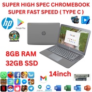 POWERFULLY HP 14 G5 CHROMEBOOK 8GB Ram 32GB SSD CHROME OS PLAYSTORE BUSINESS LAPTOP