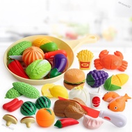 i8h4yxay32 Children Pretend Role Play House Toy Cutting Fruit Vegetables Seafood Breakfast Burger Fo