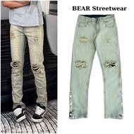 DC011 men's button-down jeans, slimfit form, vintage yellow, comfortable stretch denim fabric