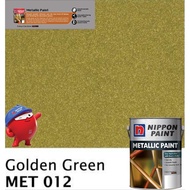 SINAR NIPPON METALLIC GLOSS PAINT 1 LITER FOR WOOD & METAL / MASONRY WALL - MET012 GOLDEN GREEN/ CAT