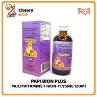 Papi Bion Plus Vitamins and Minerals for Cats & Dogs 120ml (Multivitamins + Iron + Lysine) Lysine fo
