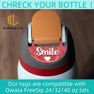 Personalized 3D Name Plate with Heart Compatible with Owala Water Bottle 24oz 32oz 40oz DIY Color & 