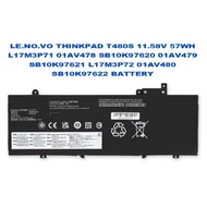 LE.NO.VO THINKPAD T480S 11.58V 57WH L17M3P71 01AV478 SB10K97620 01AV479 SB10K97621 L17M3P72 01AV480 