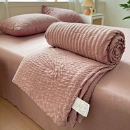 New Solid Color Blanket Skin-friendly Seersucker Summer Quilt Cooling Breathable Aircon Blanket Sing
