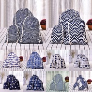 1pcs Blue Geometric Drawstring Cotton Linen Storage Bag Gift Candy Jewelry Organizer Cosmetic Coins keys Bags 49284