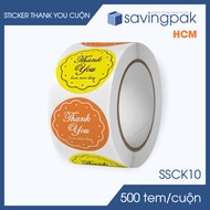 SSCK10 - D2.5 cm - 1 Roll of 500 round thank you stickers, thank you stickers, thank you stickers