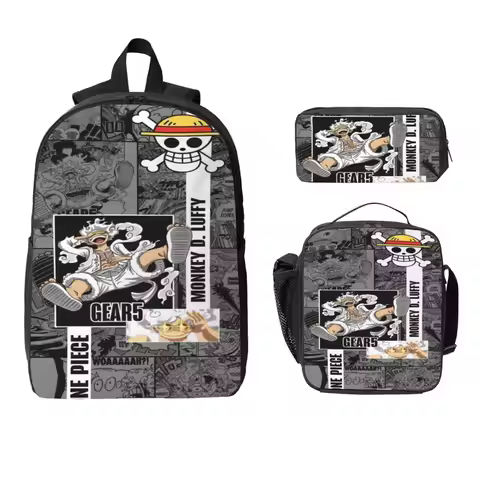 3Pcs Luffys O-one-pieces School bags Set for Boy Girl Pencil Boxes Backpack Sets with Lunch Box For 