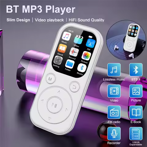 2.0 Inch MP3 MP4 Music Player HiFi Type-C Bluetooth 5.4 Walkman Alarm Clock E-Book Sports Running Wa