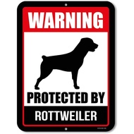 Wall Art Rottweiler Sign Warning Protected by Rottweiler 9 12  Beware of Dog Warning Metal Tin Sign 