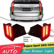 LEDสะท้อนหลังกันชนไฟท้ายสำหรับMitsubishi Pajero Sport 2015 2016ขับรถหยุดเบรกสีแดงเลนส์