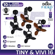 DEKA FIERO TINY & VIVI 16 Inch 3 Blades 12 Speed Remote Control DC Motor Ceiling Fan Wall Fan Corner