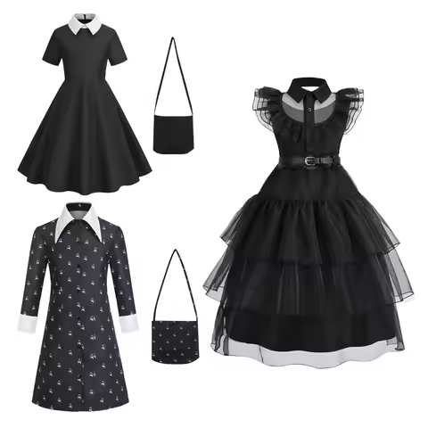 Adams Family cosplay dress ball dress Halloween Adams black dress cosplay costume