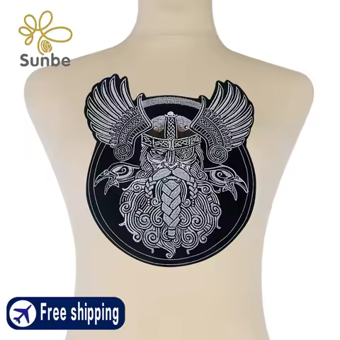 Viking portrait Clothes Patches Embroidered Diy Iron on Patches for Clothing Jacket Badges Sewing St