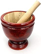 Size 6 inches Wood Kruk Mortar with Pestle Grinding Earthenware Pottery Papaya Salad Somtum Mixer Cookware Food Menu Recipe Home Party Kitchen Tool